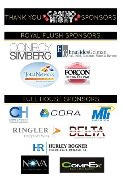 Sarasota Bradenton Claims Association Casino Night Sponsors Including Total Network Resources